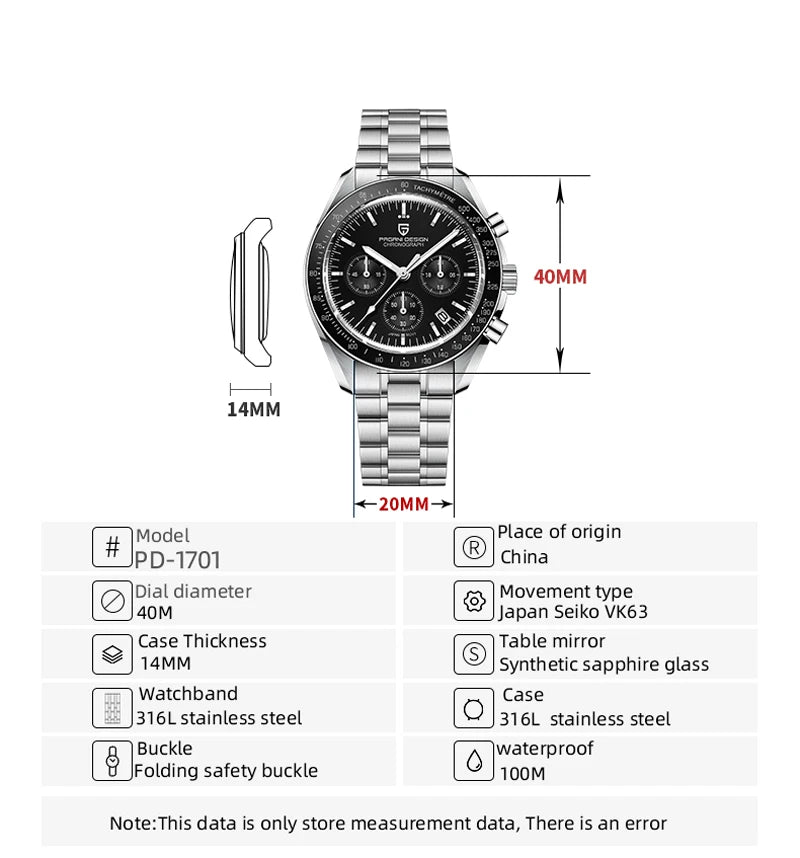 PAGANI DESIGN Men's Steel Watch