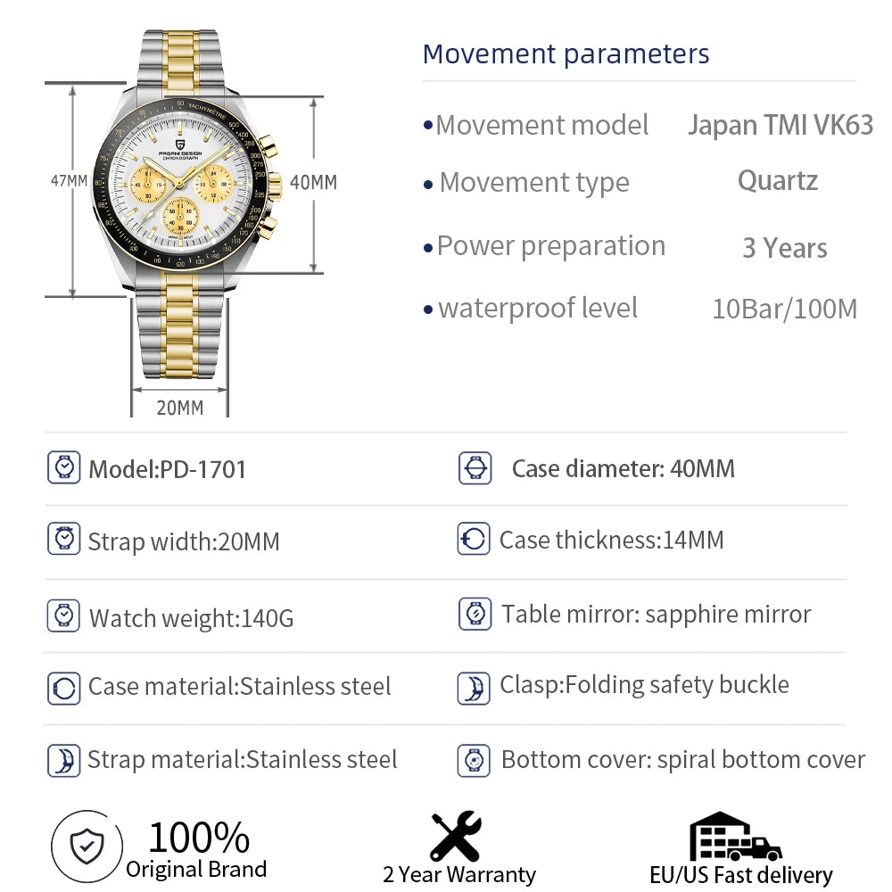 PAGANI DESIGN Men's Steel Watch