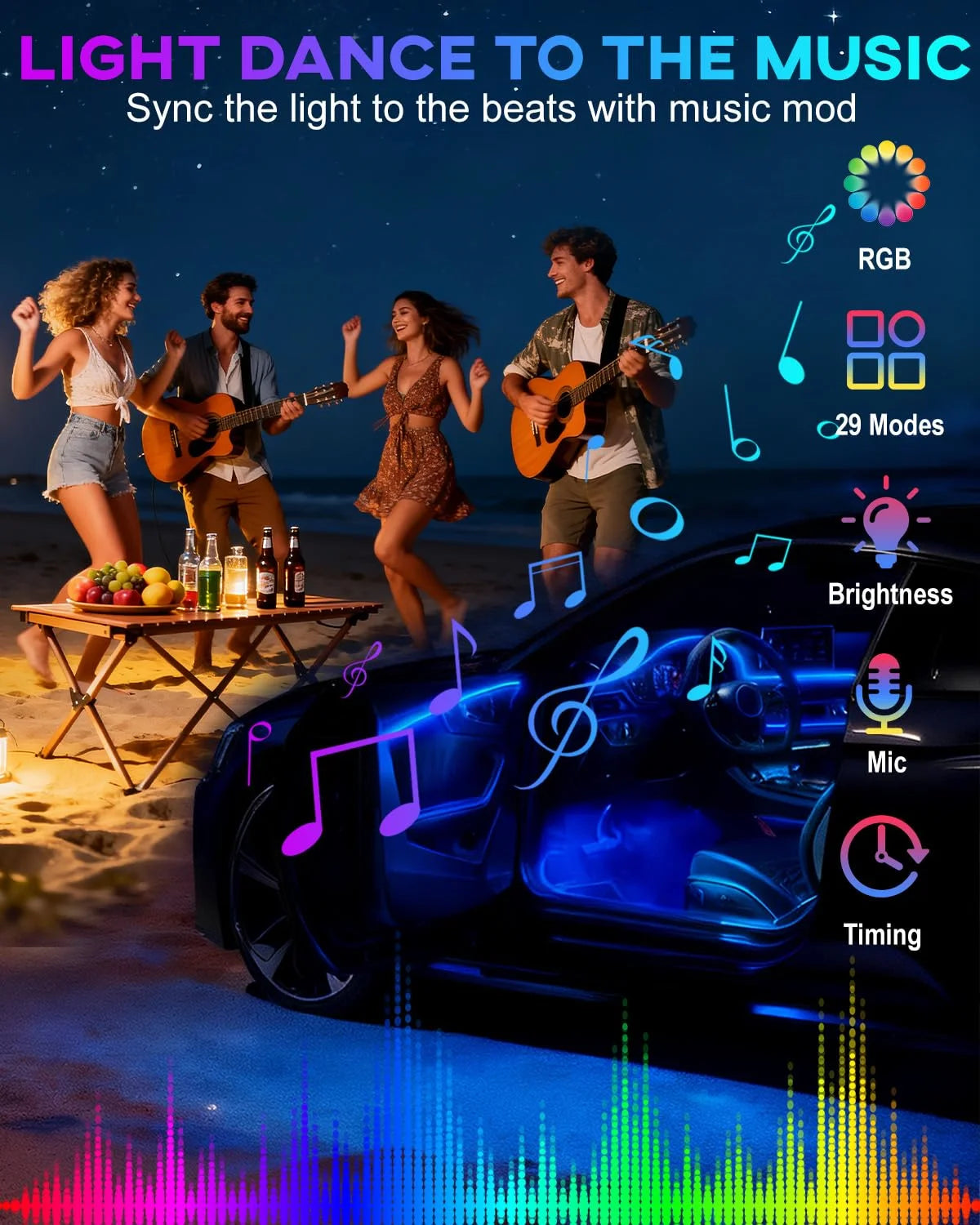 Car LED Interior Lights — App & Music Sync