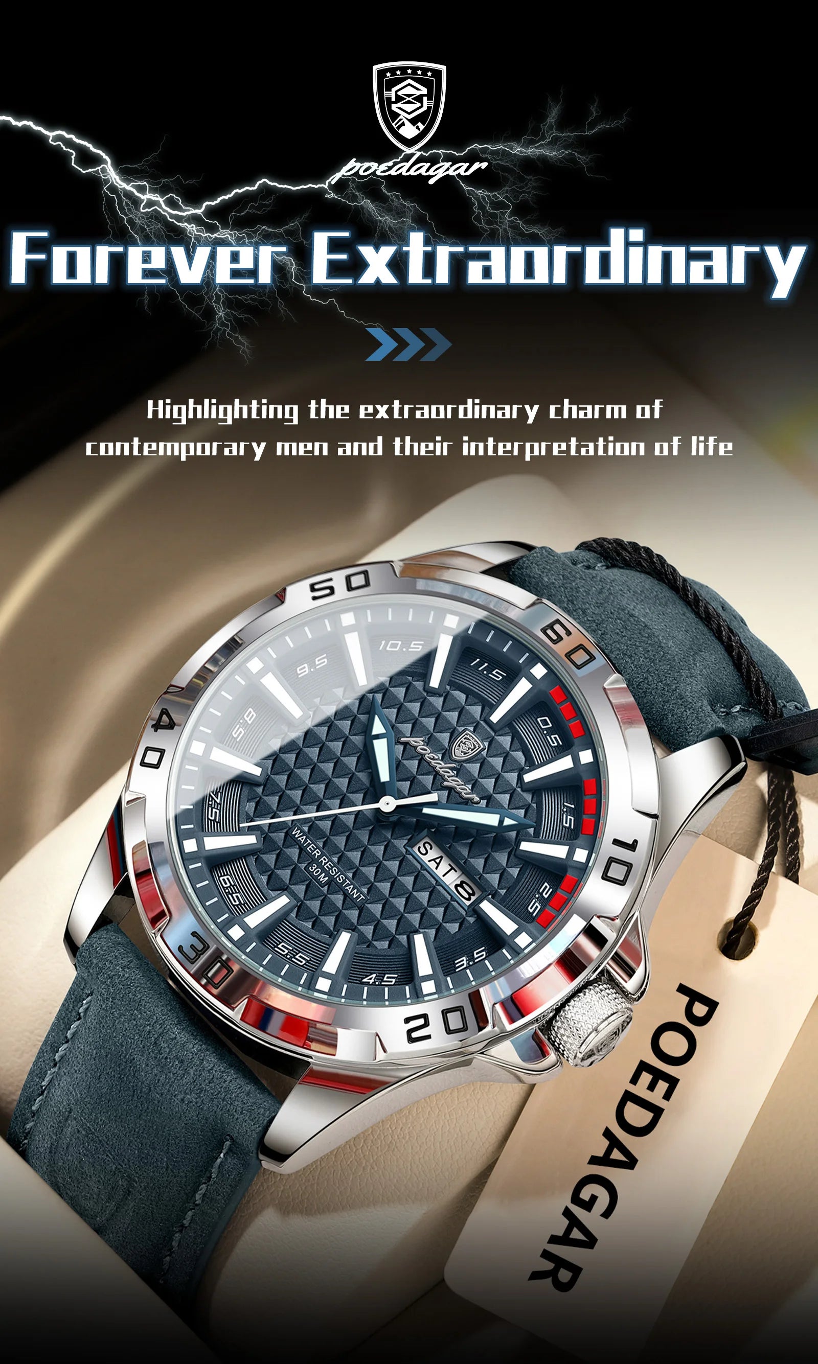 POEDAGAR Luxury Men's Watch
