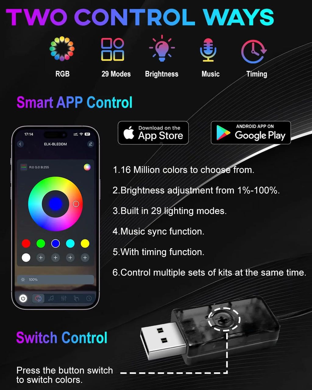 Car LED Interior Lights — App & Music Sync