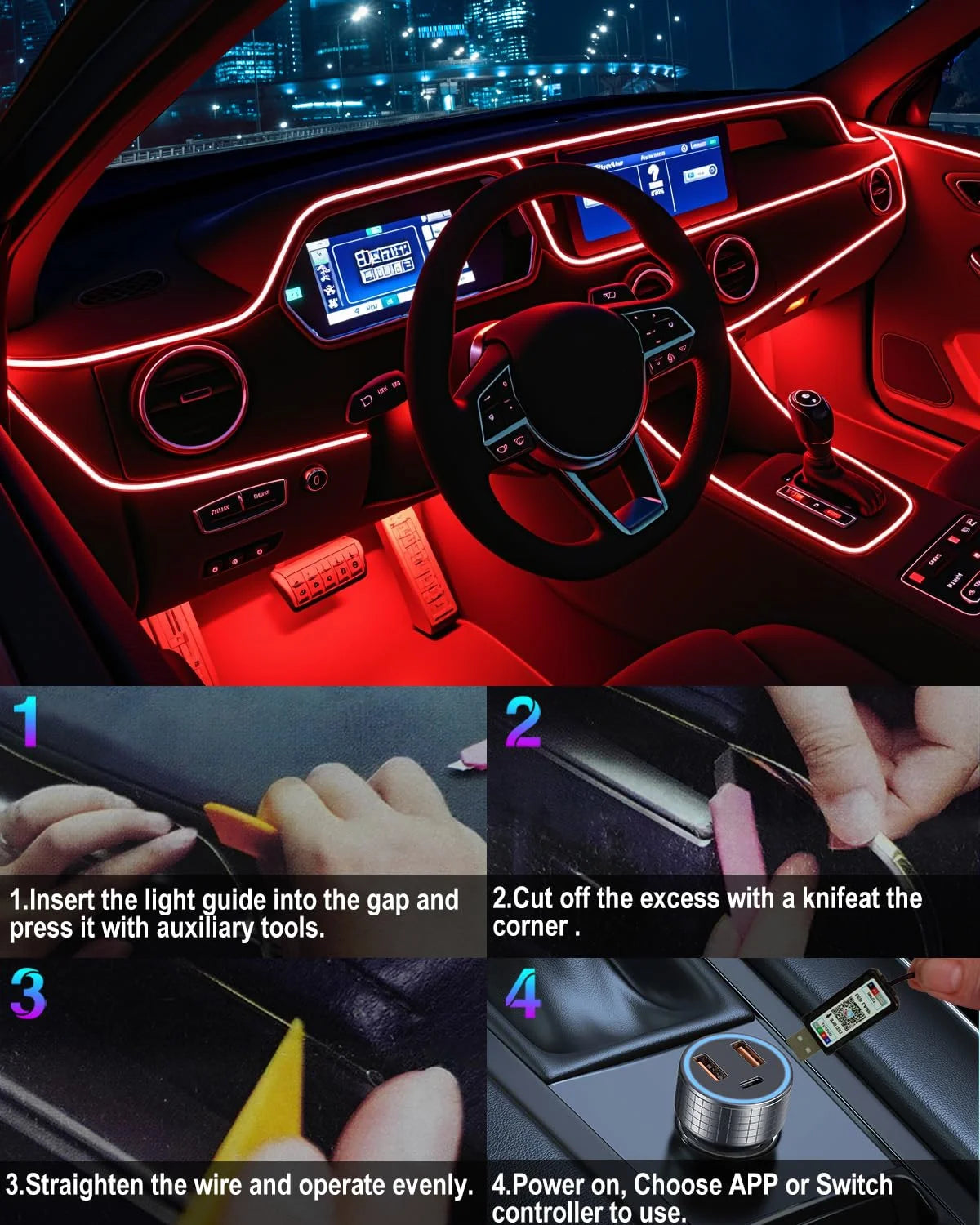 Car LED Interior Lights — App & Music Sync
