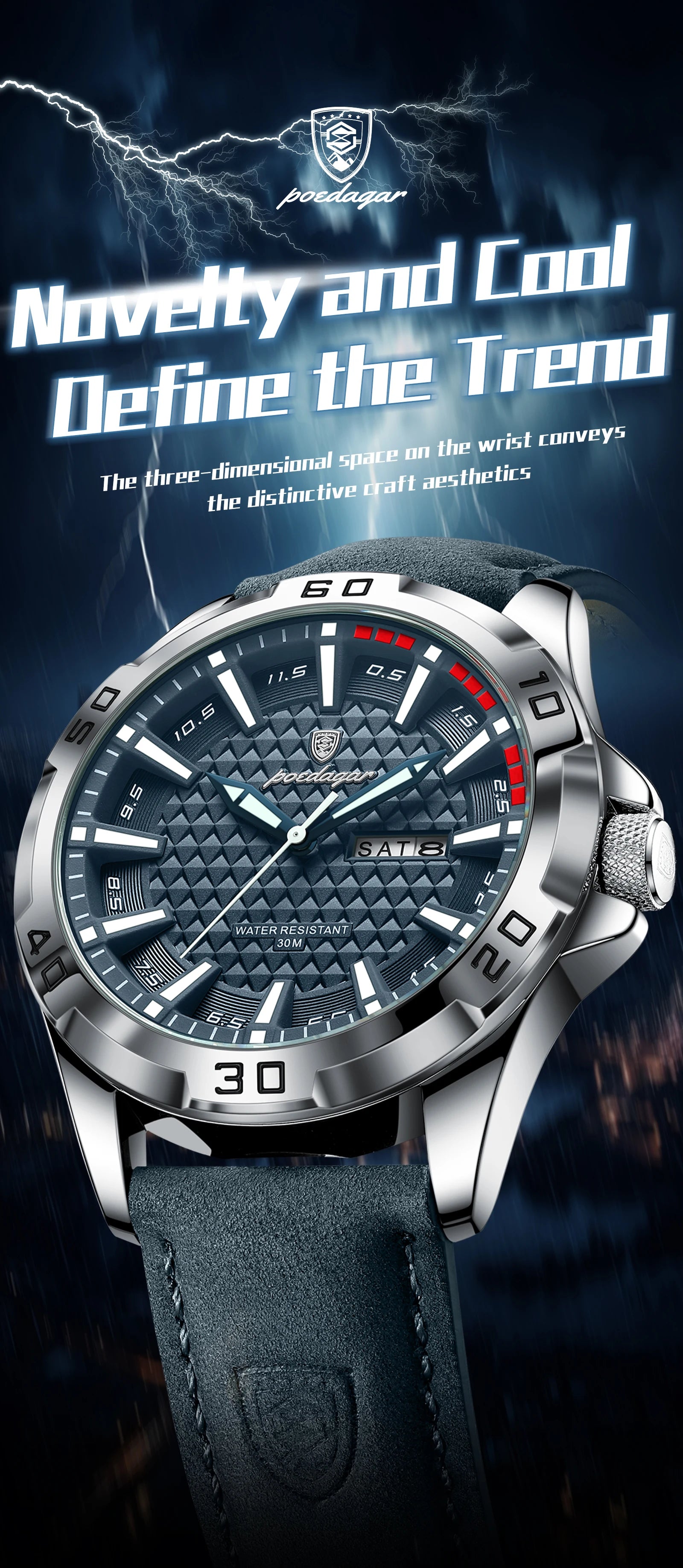 POEDAGAR Luxury Men's Watch