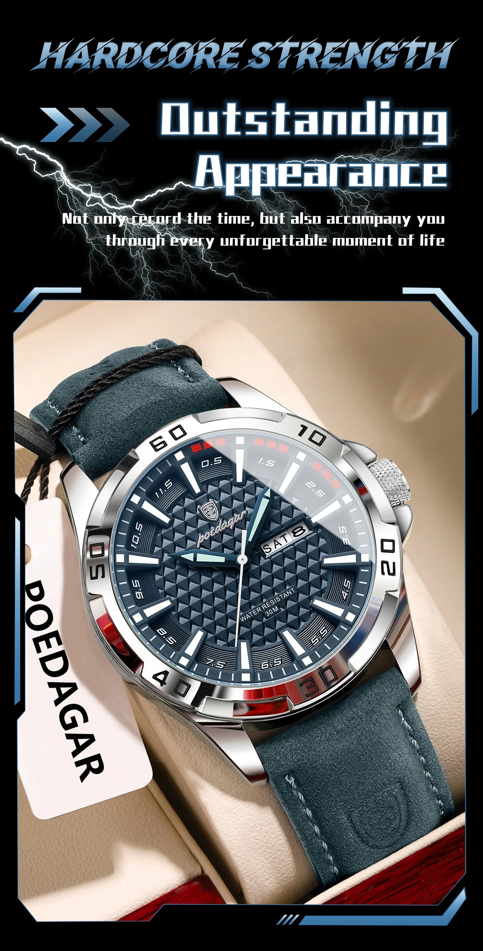 POEDAGAR Luxury Men's Watch