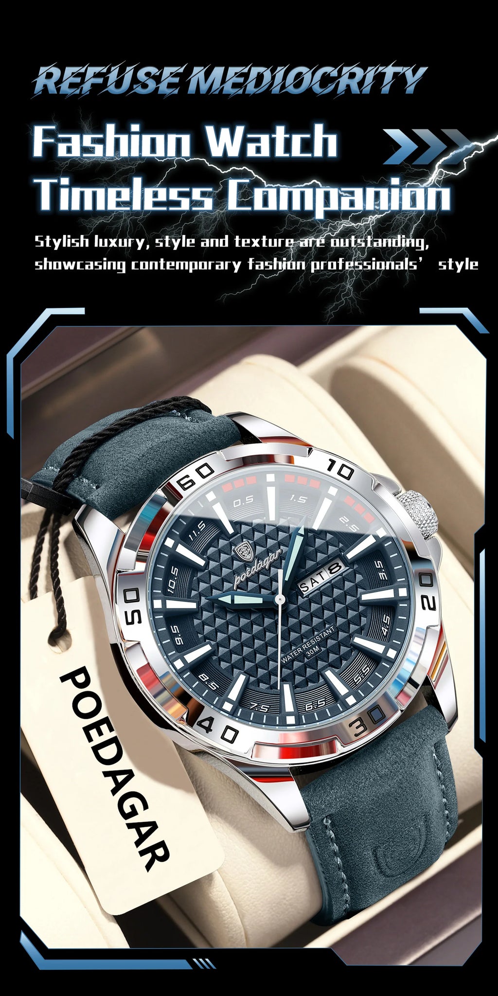 POEDAGAR Luxury Men's Watch